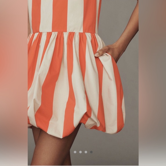 NWT! Orange and Tan Striped Mini Dress. Anthropology - Picture 4 of 5